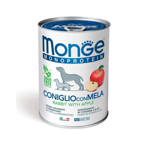 Консерви для собак Monge Dog Fruit Monoprotein кролик з яблуками 400 г (8009470014328)