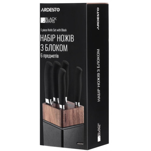 Набір ножів Ardesto Black Mars з дерев'яною підставкою 6 предметів (AR2020SW)