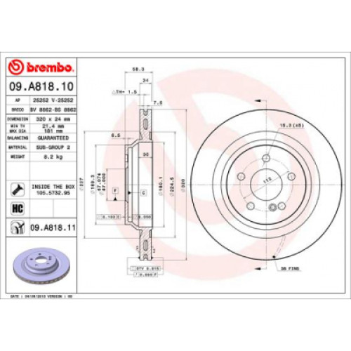 Гальмівний диск Brembo 09.A818.11