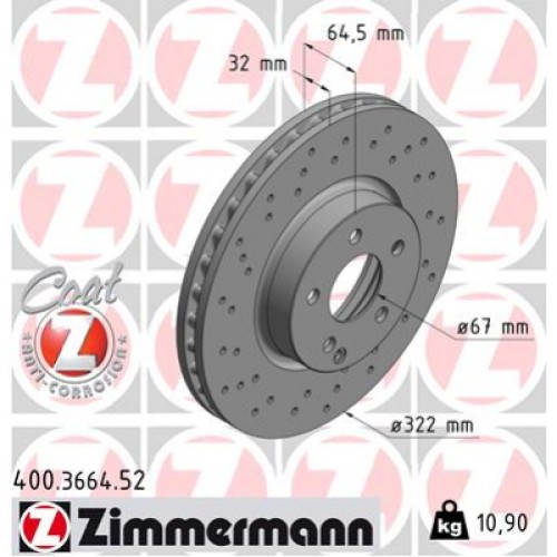 Гальмівний диск ZIMMERMANN 400.3664.52