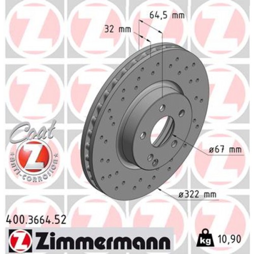 Гальмівний диск ZIMMERMANN 400.3664.52