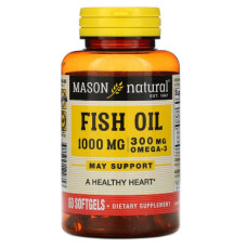 Жирні кислоти Mason Natural Риб'ячий жир з Омега-3, Omega-3 Fish Oil, 60 гелевих капсул (MAV-12235)