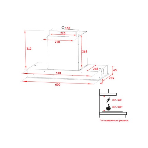 Витяжка кухонна Perfelli BISP 6773 WH 1100 LED Strip