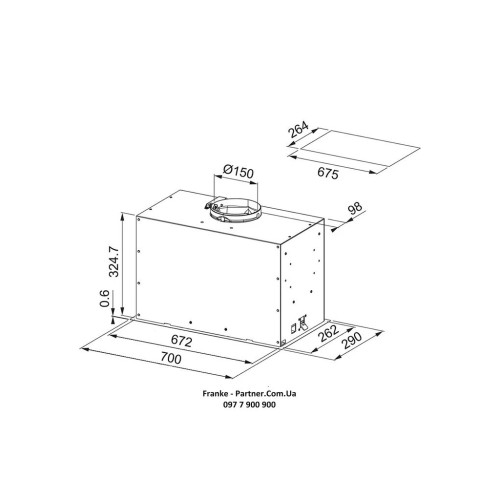 Витяжка кухонна Franke Box Flush EVO FBFE BK MATT A70 (305.0665.365)