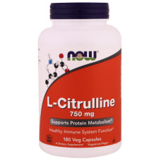 Амінокислота Now Foods L-Цитруллин, L-Citrulline, 750 мг, 180 капсул (NF0103)