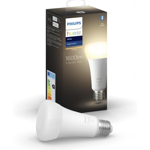 Розумна лампочка Philips Hue E27, 15.5W, White, BT, DIM (929002334903)