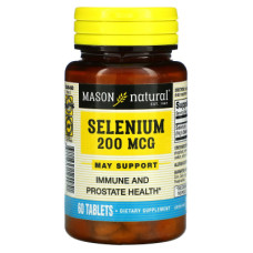Мінерали Mason Natural Селен 200 мкг, Selenium, 60 таблеток (MAV-12495)