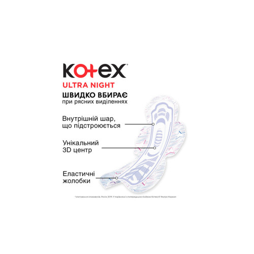 Гігієнічні прокладки Kotex Ultra Night 7 шт. (5029053540108)