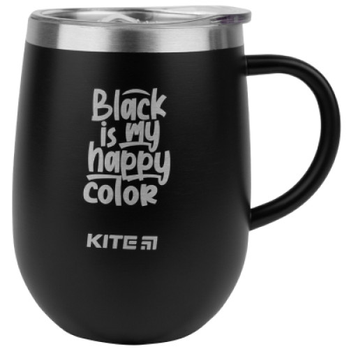 Поїльник-непроливайка Kite Black is my happy color термокружка 360 мл чорна (K22-378-01-2)