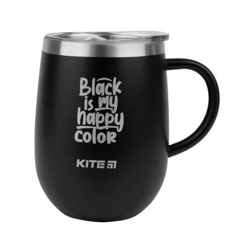 Поїльник-непроливайка Kite Black is my happy color термокружка 360 мл чорна (K22-378-01-2)