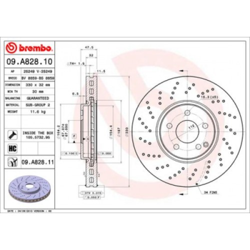 Гальмівний диск Brembo 09.A828.11