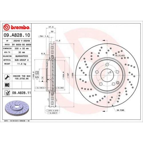 Гальмівний диск Brembo 09.A828.11