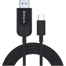 Дата кабель USB 2.0 AM to Type-C 1.0m Leather Premium black-silver REAL-EL (EL123500049)