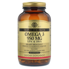 Жирні кислоти Solgar Риб'ячий Жир, Омега 3 (Omega-3 EPA, DHA), 950 мг, Потрійна С (SOL-02058)