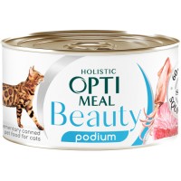 Консерви для котів Optimeal Beauty Podium смугастий тунець у соусі з кальмарами 70 г (4820215366243)