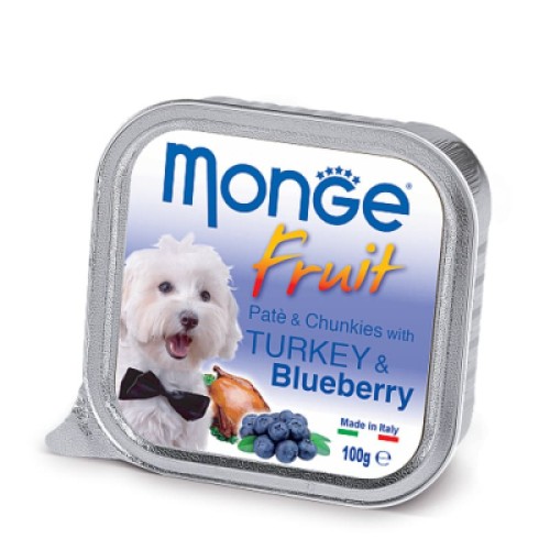 Консерви для собак Monge DOG FRUIT індичка з чорницею 100 г (8009470013208)