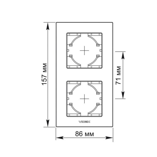 Рамка Videx BINERA біле скло 2 пости вертикаль (VF-BNFRG2V-W)