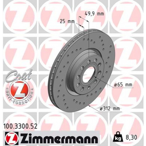 Гальмівний диск ZIMMERMANN 100.3300.52