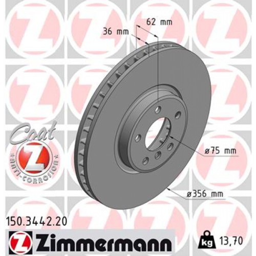 Гальмівний диск ZIMMERMANN 150.3442.20