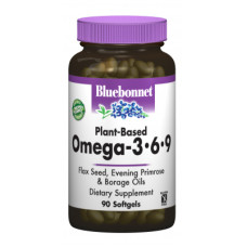 Жирні кислоти Bluebonnet Nutrition Омега 3-6-9 на Рослинної Основі 1000мг, 90 желатинових до (BLB-01012)