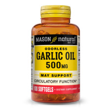 Трави Mason Natural Часникова олія 500 мг, Garlic Oil, 100 гелевих капсул (MAV05321)