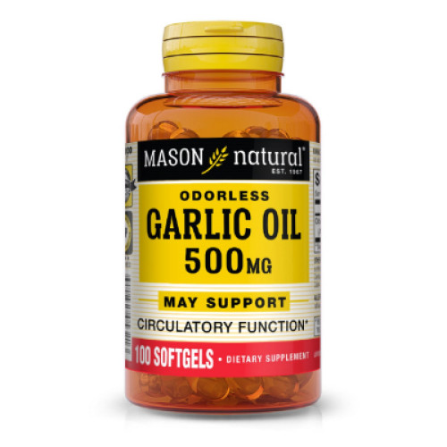 Трави Mason Natural Часникова олія 500 мг, Garlic Oil, 100 гелевих капсул (MAV05321)