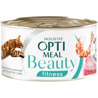 Консерви для котів Optimeal Beauty Fitness смугастий тунець у соусі з креветками 70 г (4820215366229)