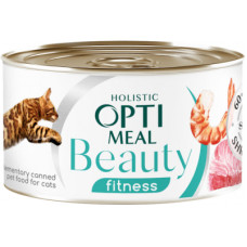 Консерви для котів Optimeal Beauty Fitness смугастий тунець у соусі з креветками 70 г (4820215366229)