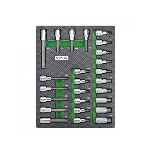 Набір біт Toptul впресованих в головку 1/2" 25од. (в ложементі) (GEB2501)