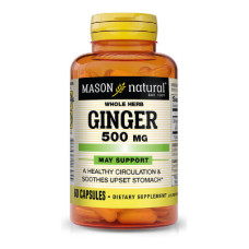 Трави Mason Natural Імбир 500 мг, Ginger, 60 капсул (MAV11395)