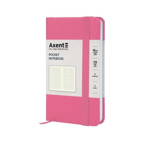 Книга записна Axent Partner, 95x140 мм, 96 аркушів, клітинка, рожева (8301-10-A)