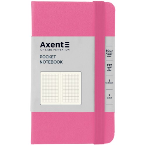 Книга записна Axent Partner, 95x140 мм, 96 аркушів, клітинка, рожева (8301-10-A)