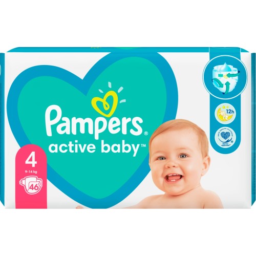 Підгузки Pampers Active Baby Maxi Розмір 4 (9-14 кг) 46 шт (8001090949097)