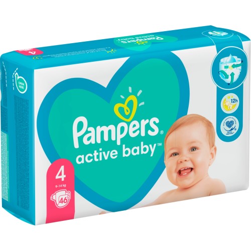 Підгузки Pampers Active Baby Maxi Розмір 4 (9-14 кг) 46 шт (8001090949097)