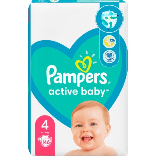 Підгузки Pampers Active Baby Maxi Розмір 4 (9-14 кг) 46 шт (8001090949097)