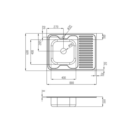 Мийка кухонна Kroner Dekor-6080L 06160 (CV022814)