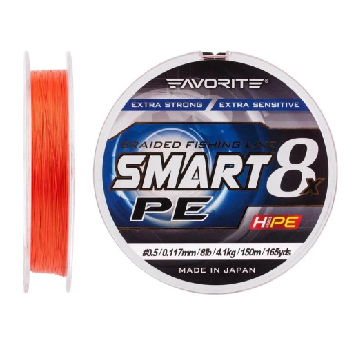 Шнур Favorite Smart PE 8x 150м 0.5/0.117mm 8lb/4.1kg Red Orange (1693.10.79)