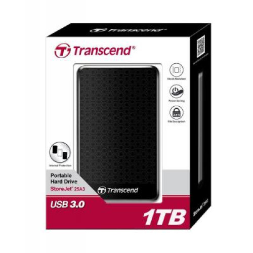 Зовнішній жорсткий диск 2.5" 1TB Transcend (TS1TSJ25A3K)