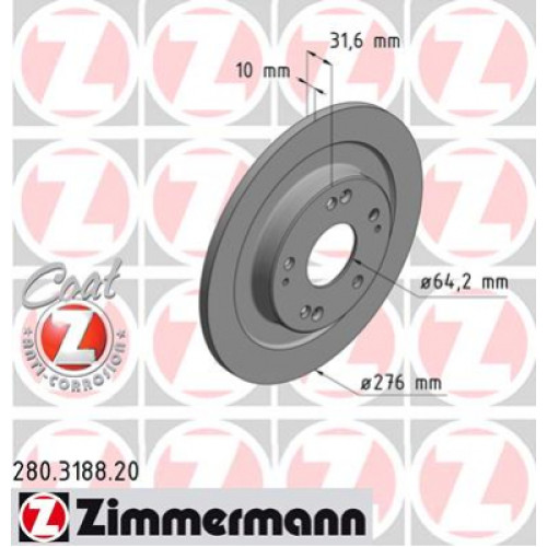 Гальмівний диск ZIMMERMANN 280.3188.20