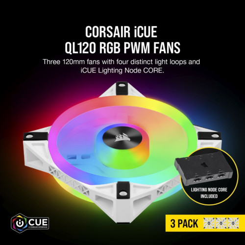 Кулер до корпусу Corsair QL Series, WHITE QL120 RGB (CO-9050104-WW)