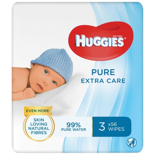 Дитячі вологі серветки Huggies Pure Extra Care 3 х 56 шт (5029054222119)