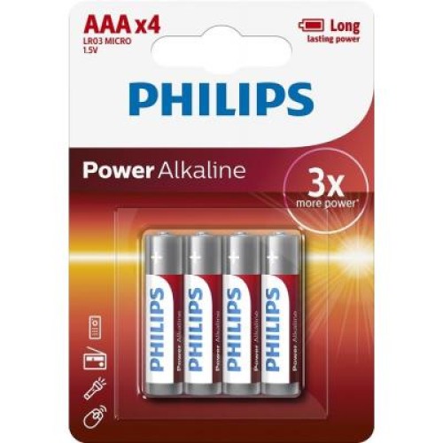 Батарейка PHILIPS AAA LR03 Power Alkaline * 4 (LR03P4B/10)