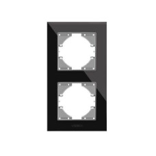 Рамка Videx BINERA чорне скло 2 пости вертикалі (VF-BNFRG2V-B)