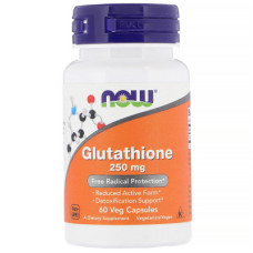 Амінокислота Now Foods Глутатіон, Glutathione, 250 мг, 60 вегетаріанських капсул (NOW-00096)