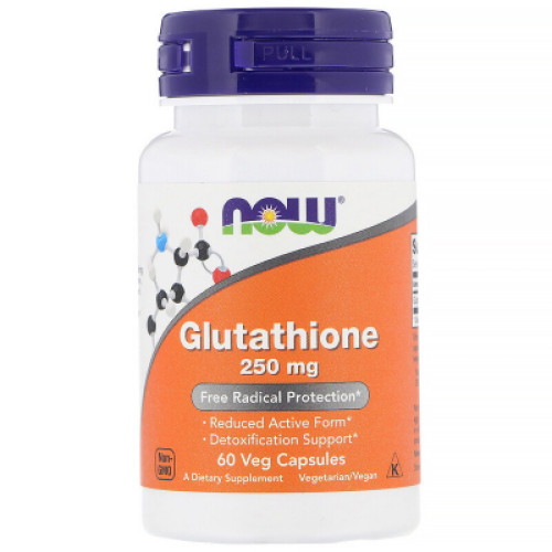 Амінокислота Now Foods Глутатіон, Glutathione, 250 мг, 60 вегетаріанських капсул (NOW-00096)