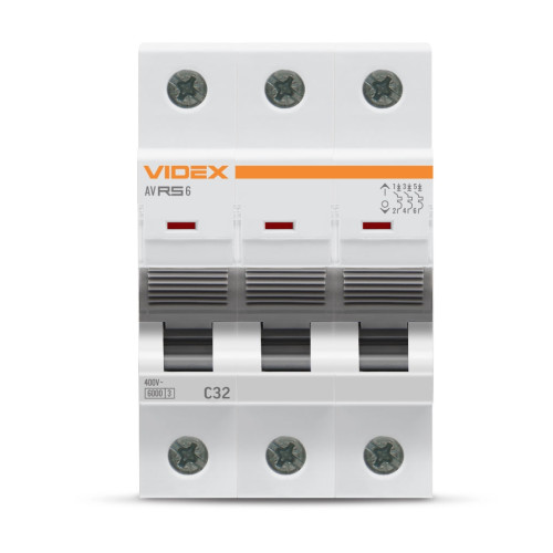 Автоматичний вимикач Videx RS6 RESIST 3п 32А 6кА С (VF-RS6-AV3C32)