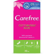 Гігієнічні прокладки Carefree Cotton Aloe з екстрактом бавовни й алое 30 шт. (3574661565040)