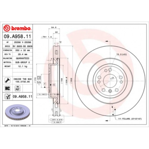 Гальмівний диск Brembo 09.A958.11