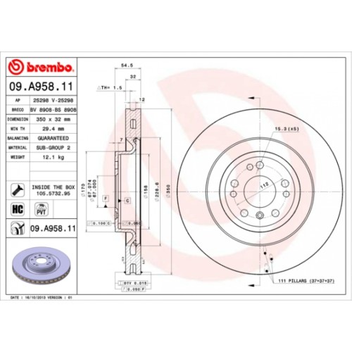 Гальмівний диск Brembo 09.A958.11