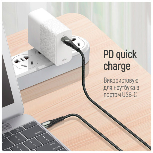 Дата кабель USB Type-C to Type-C 1.0m PD Fast Charging 65W 3А grey ColorWay (CW-CBPDCC040-GR)